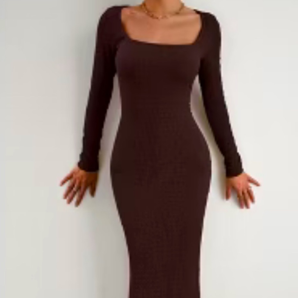 Brown body con dress